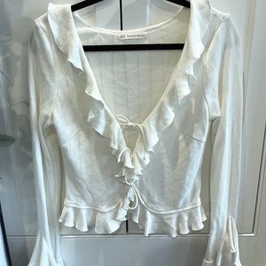 Here Comes the Sun Long Sleeve Frill Tie Top - Medium EUC